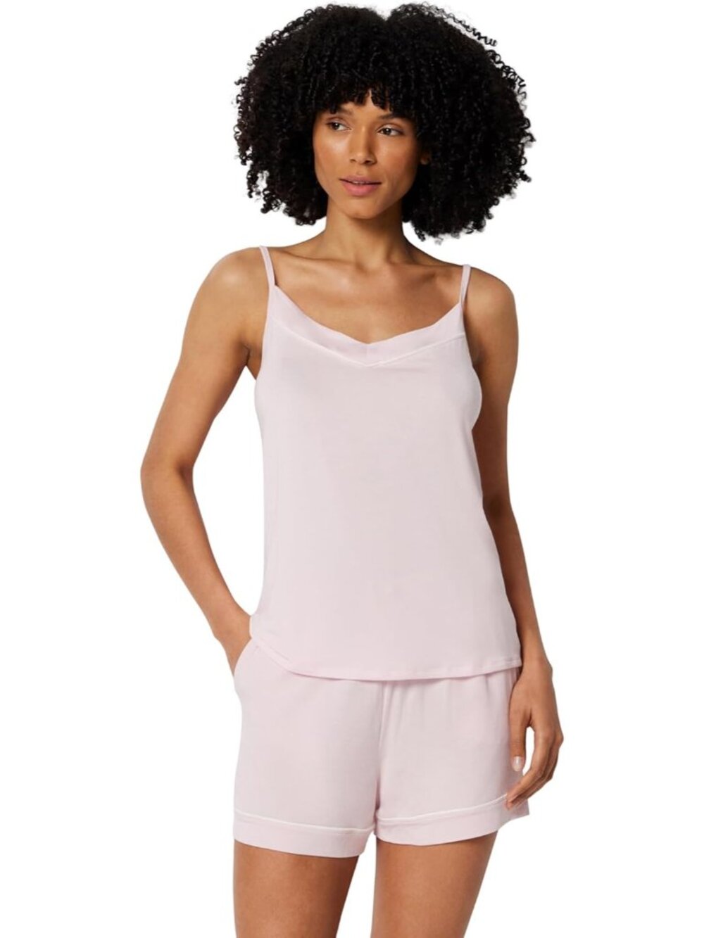 〽️Women's Shorts Set Pink Pull-On Strappy Sleeves Matching Outfit Lounge Set